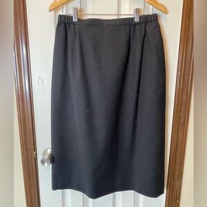 Vintage Lined Black 100% Wool Skirt Sz 16